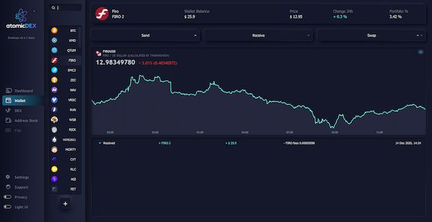 FIRO AtomicDEX non-custodial wallet