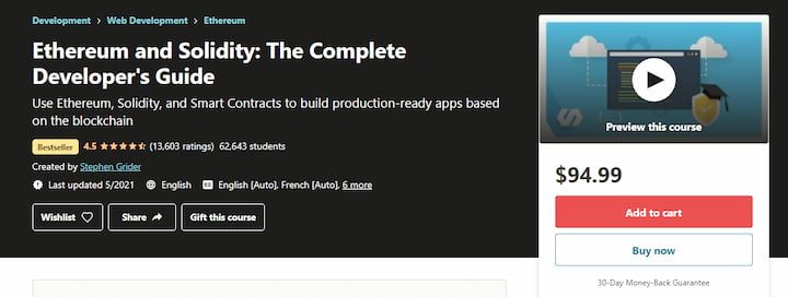 Ethereum and Solidity: The Complete Developer's Guide (Udemy)