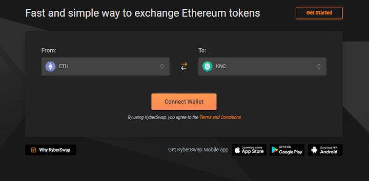 KyberSwap trading interface