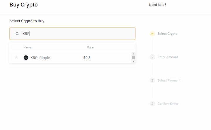 XRP purchase Binance