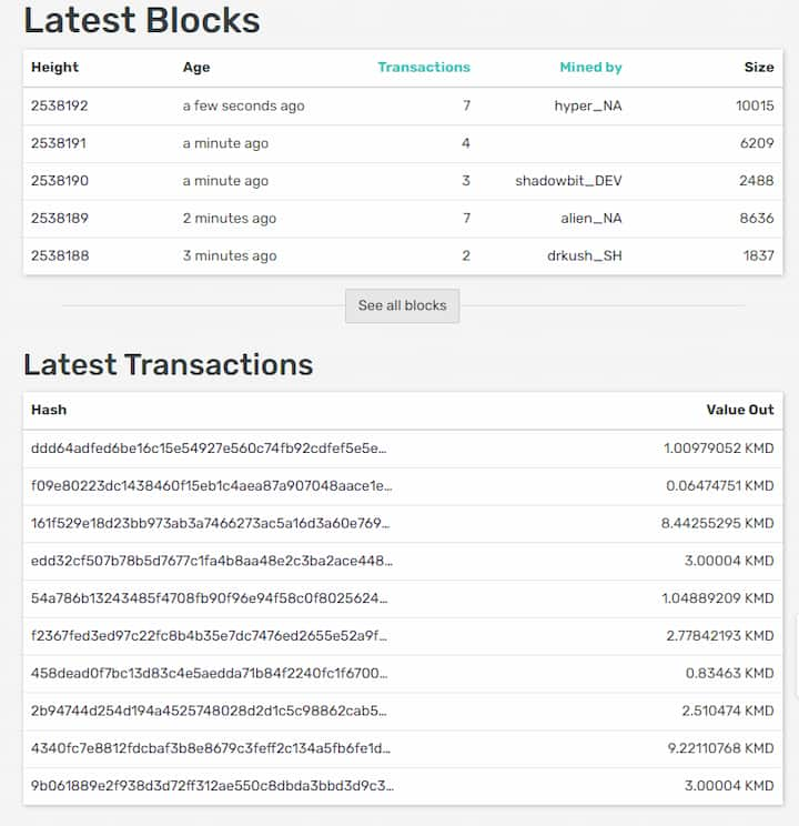 KMD Block Explorer