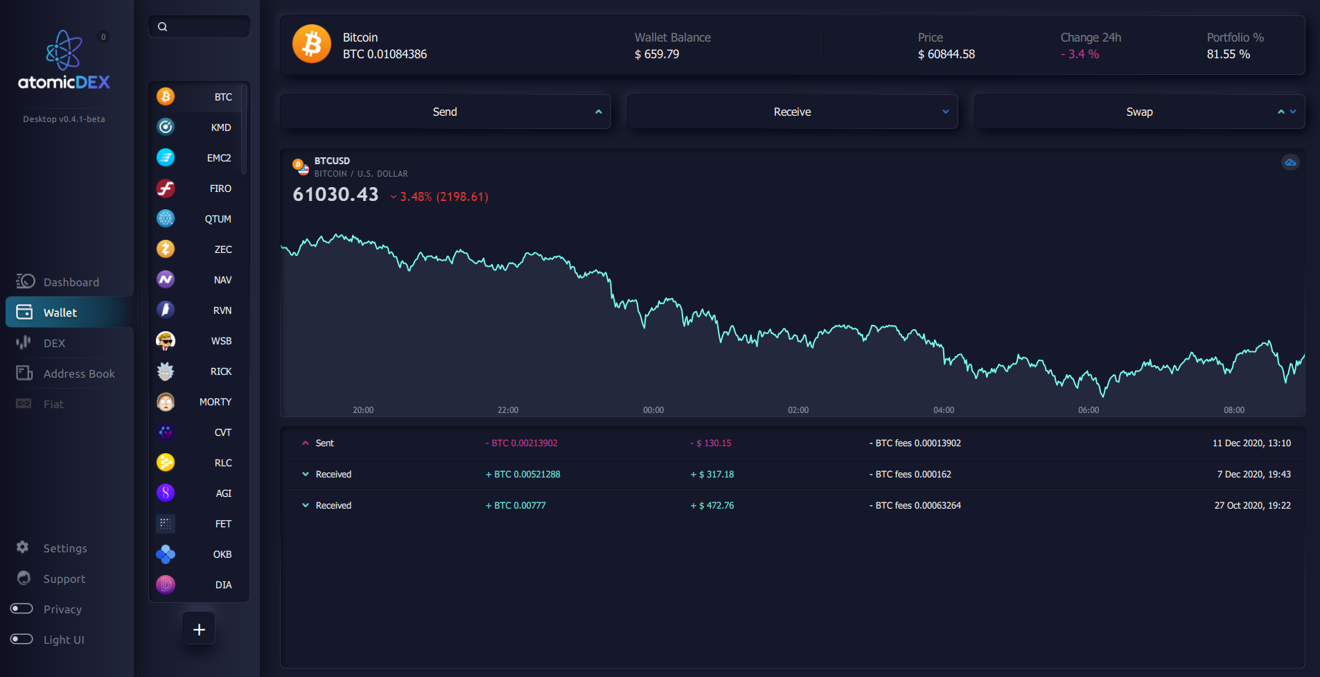 btc wallet history