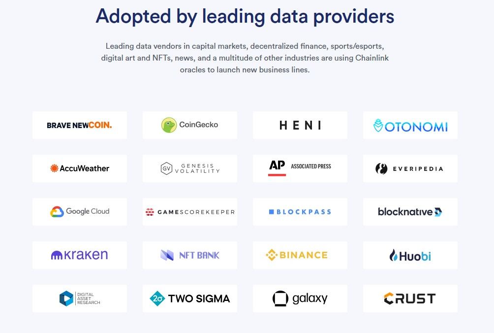 Chainlink adoption - data providers