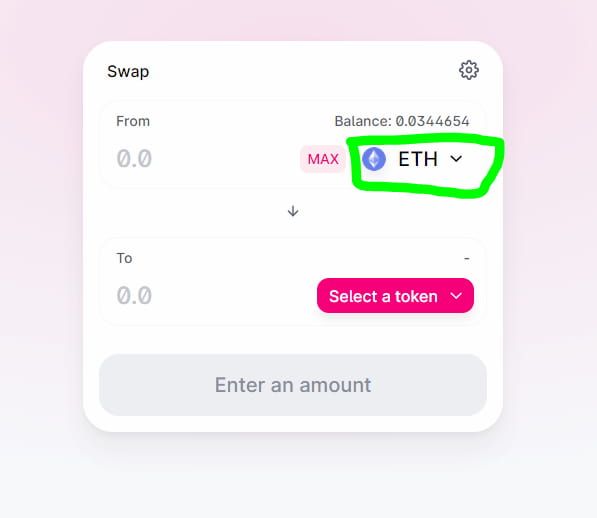 Select ETH from the Box