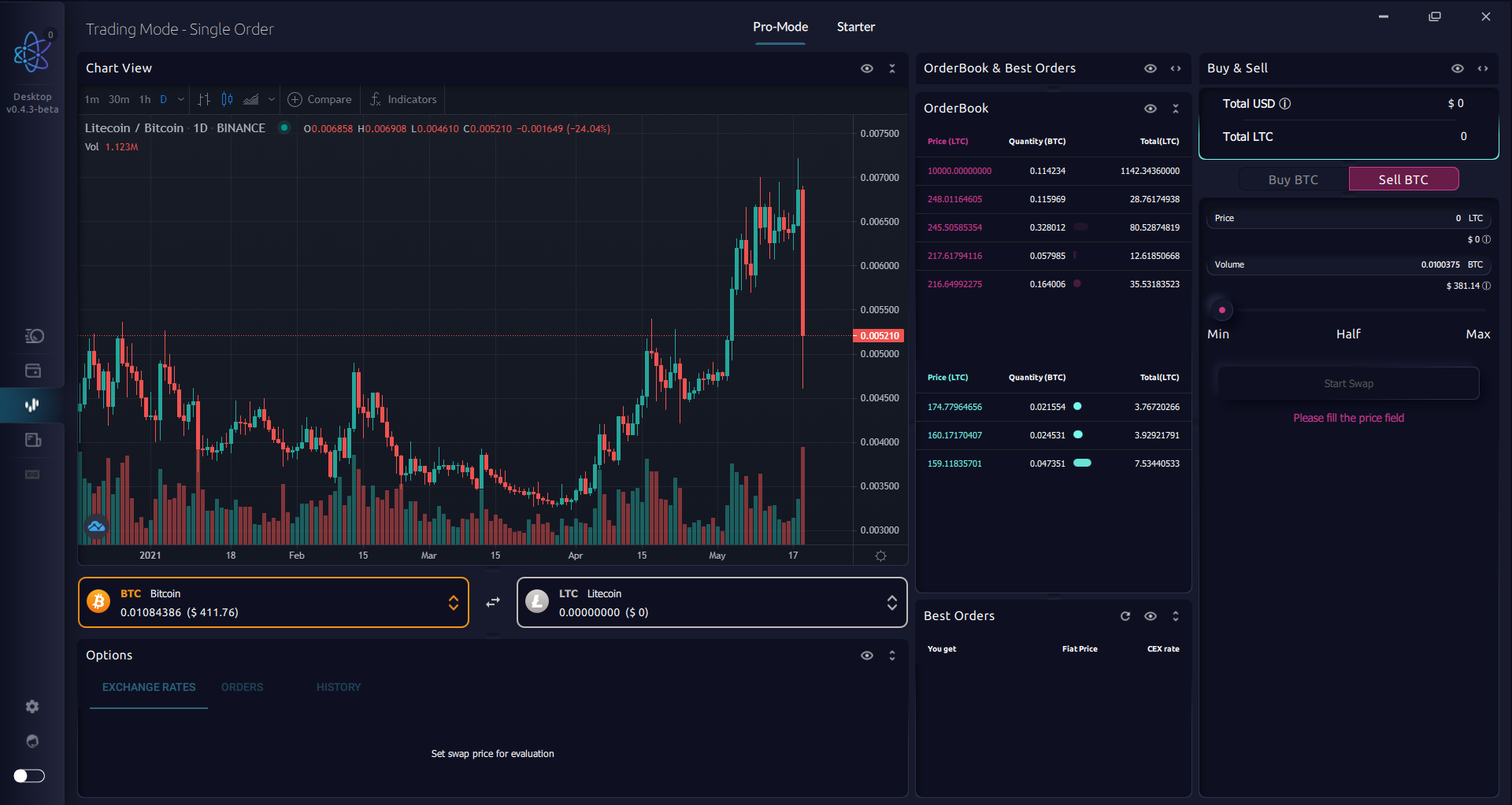 Trade BTC, LTC, and more on DEX trading interface. AtomicDEX v0.4.3 DEX/ Trading Interface