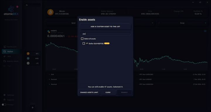 AtomicDEX multi-coin wallet