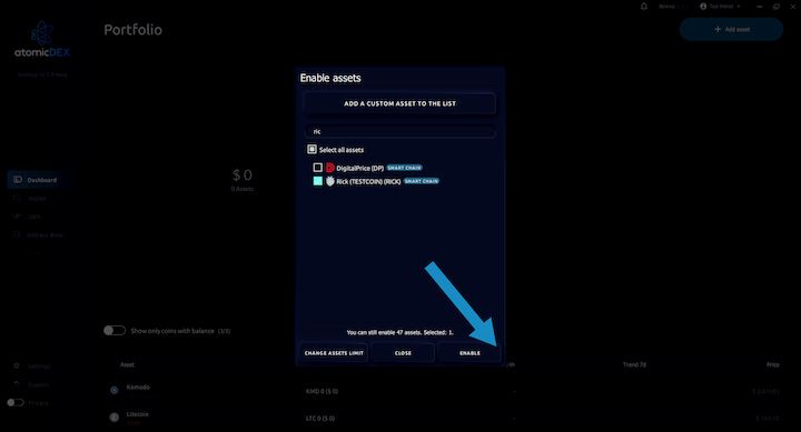 AtomicDEX Enable RICK Asset