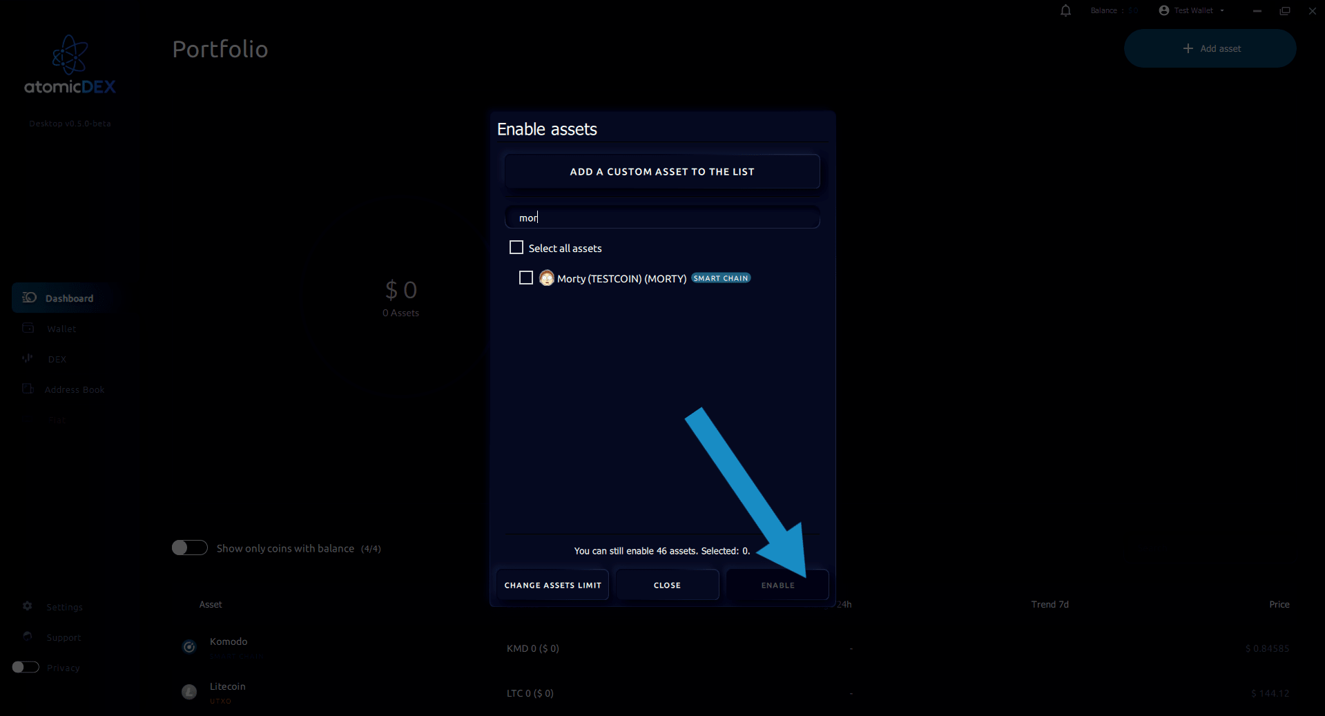 AtomicDEX Enable MORTY Asset