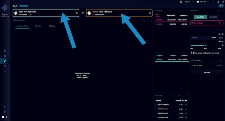 AtomicDEX Select Trading Pair