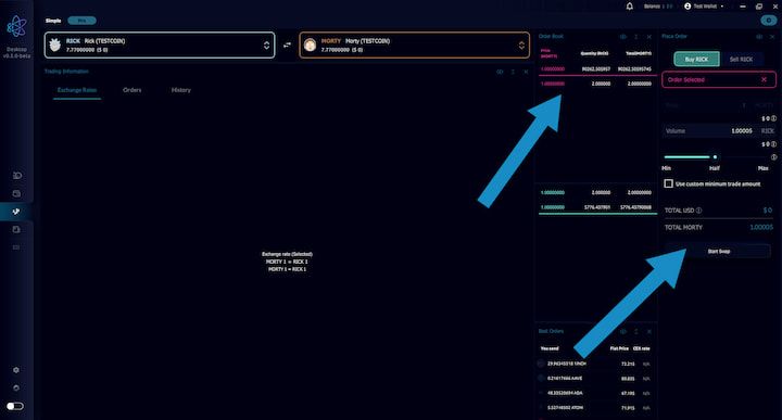 AtomicDEX Select Trade Amounts