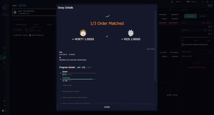 AtomicDEX Atomic Swap In Progress